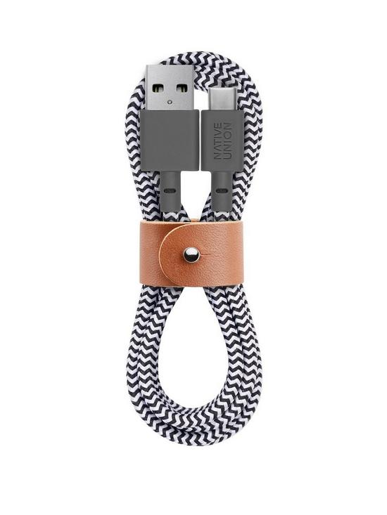 front image of native-union-belt-cable-usb-a-to-usb-c-zebra-12m