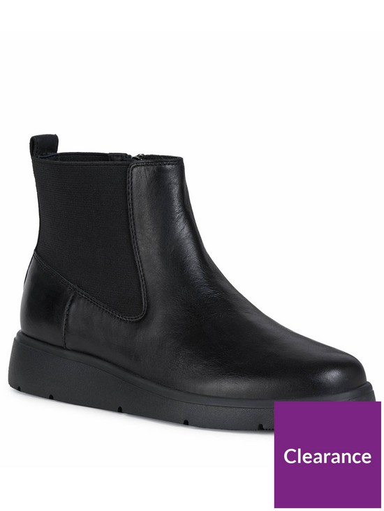 front image of geox-d-arlara-leather-chelsea-wedge-ankle-boots-black