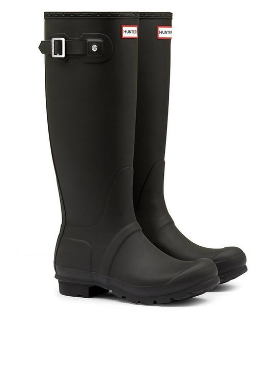 front image of hunter-original-tall-welly-boots-black