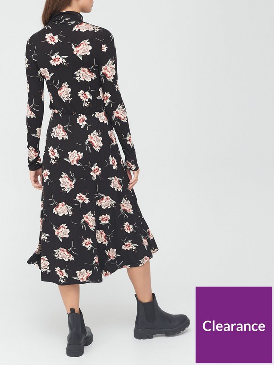 stillFront image of v-by-very-long-sleeve-high-neck-midi-dress-floral