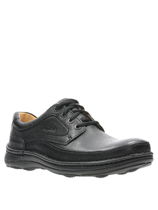 front image of clarks-nature-three-leather-shoes-black