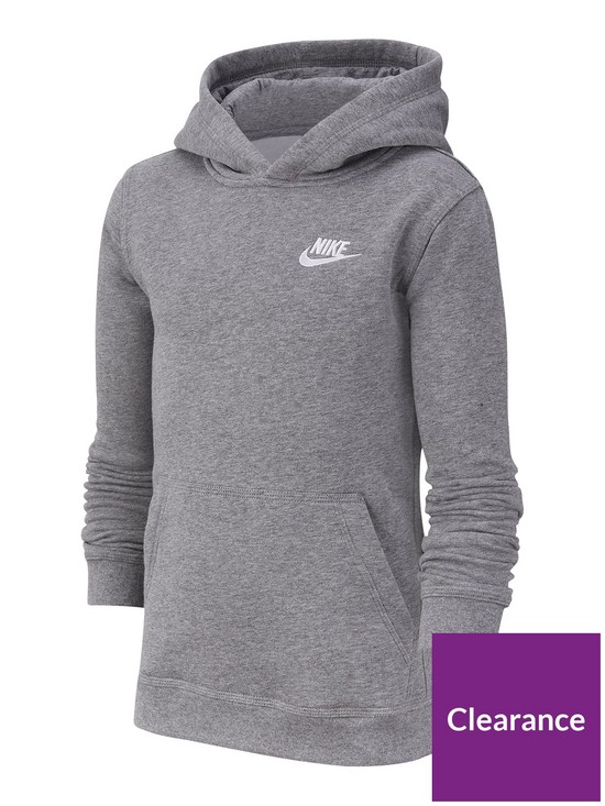 front image of nike-boys-nsw-club-pull-onnbsphoodie-grey-heather