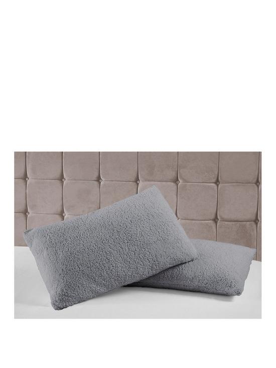 stillFront image of cascade-home-teddy-fleece-pillow-pair-ndash-grey