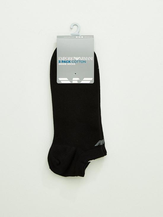 stillFront image of emporio-armani-bodywear-bodywear-3-pack-cotton-trainer-socks-black