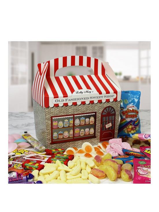 front image of personalised-old-fashioned-sweet-shop-box