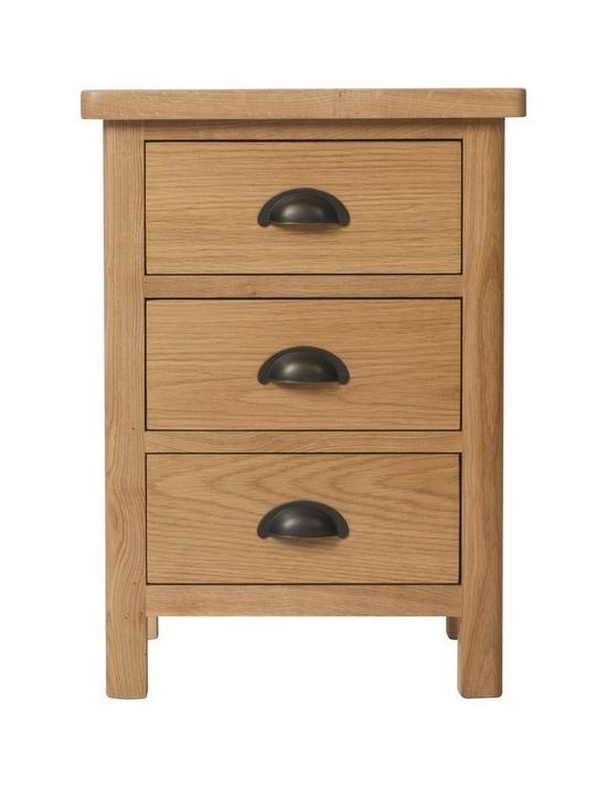 front image of k-interiors-shelton-ready-assembled-solid-wood-3-drawer-bedside-chest