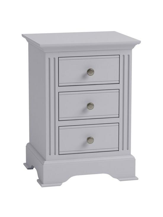 front image of k-interiors-sherwood-ready-assembled-solid-wood-3-drawer-bedside-chest