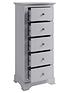  image of k-interiors-sherwood-ready-assembled-solid-wood-5-drawer-tall-boy