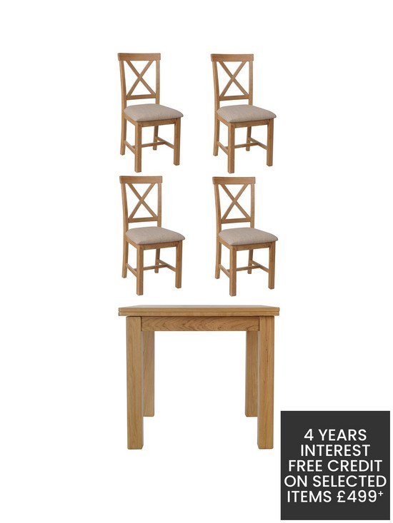 front image of k-interiors-shelton-part-assembled-solid-woodnbspflip-table-4-chairs