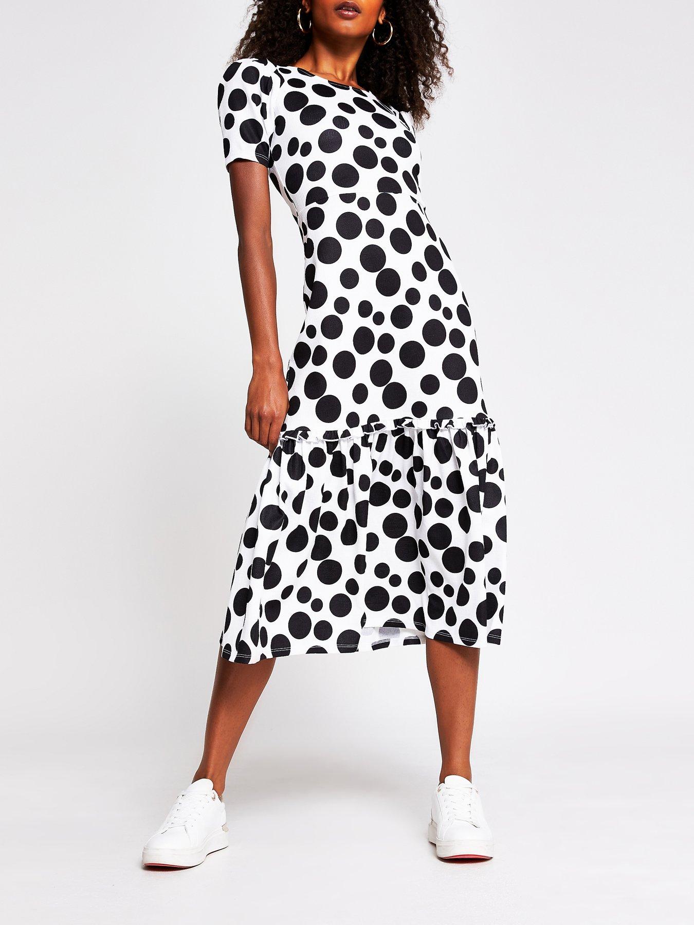 river island black and white polka dot dress