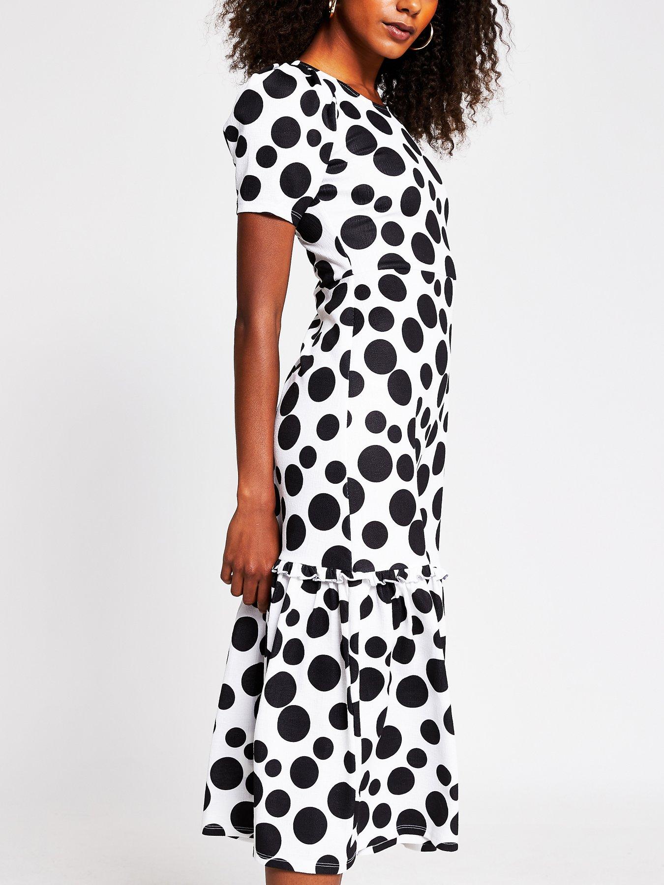 river island black spot dress