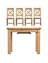  image of k-interiors-alana-part-assembled-solid-wood-100-140-cmnbspextending-dining-table-nbsp4-fabric-chairs