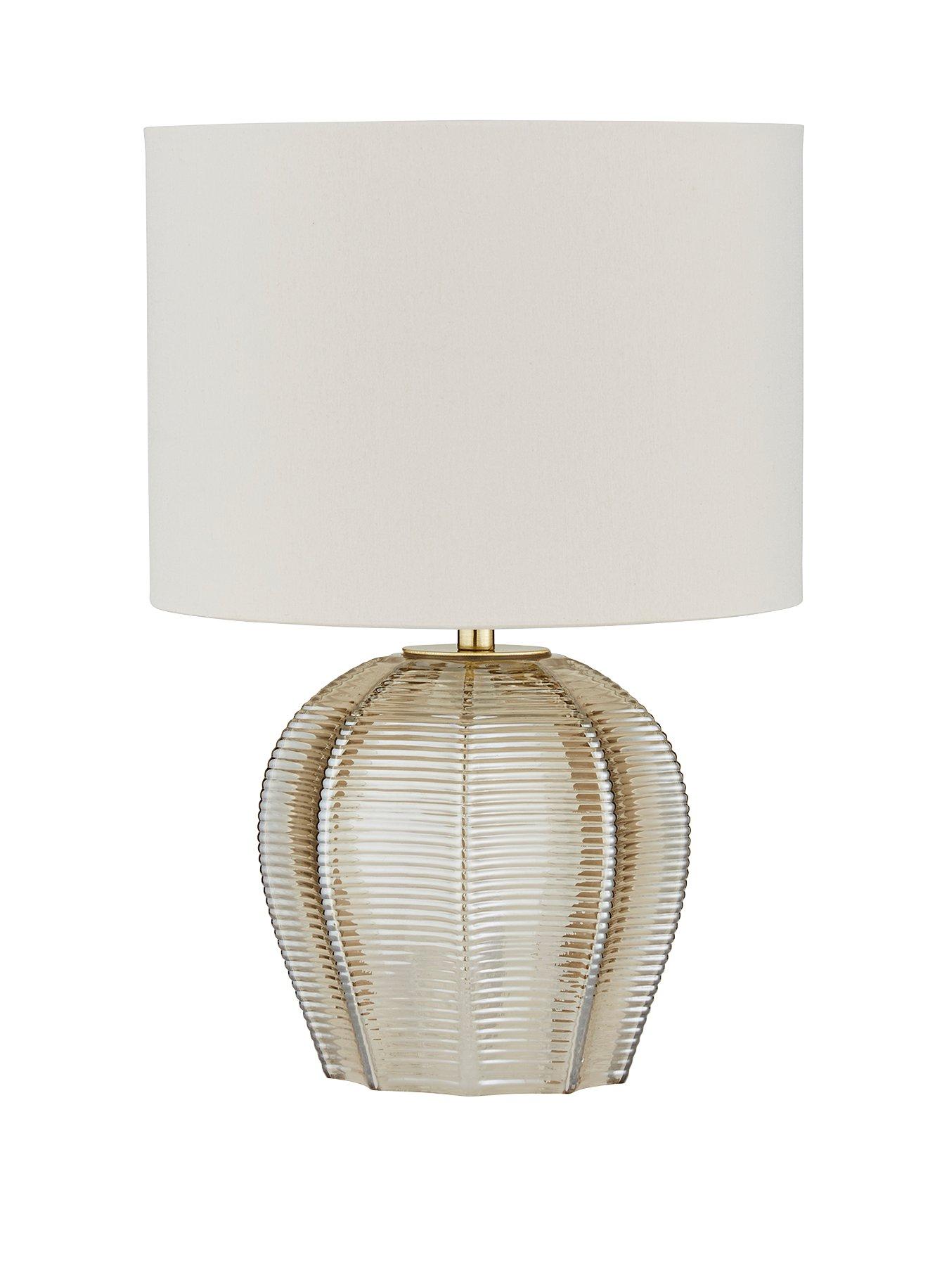 Image 1 of 3 of Very Home Reign Herringbone Glass Table Lamp in Champagne