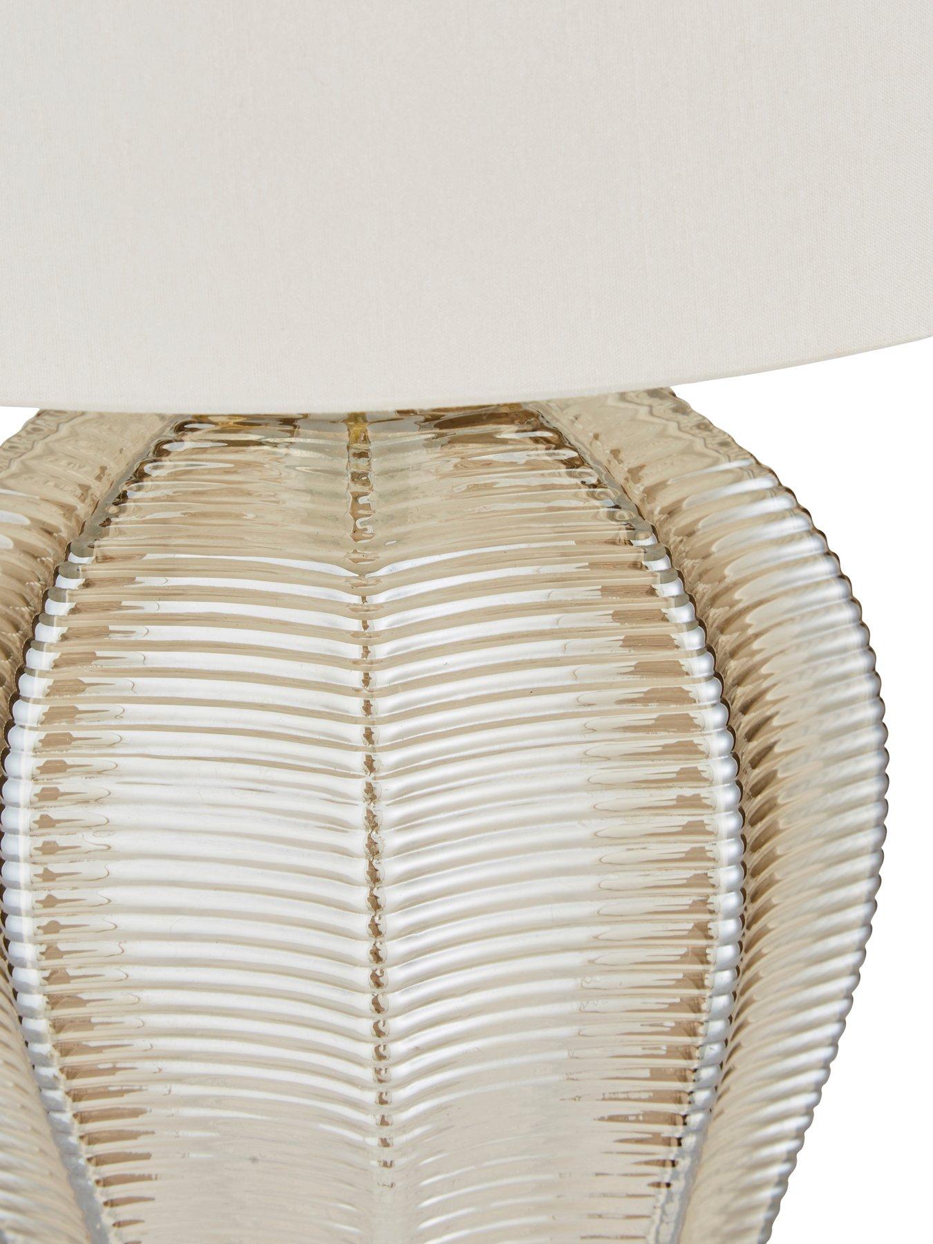 Image 3 of 3 of Very Home Reign Herringbone Glass Table Lamp in Champagne