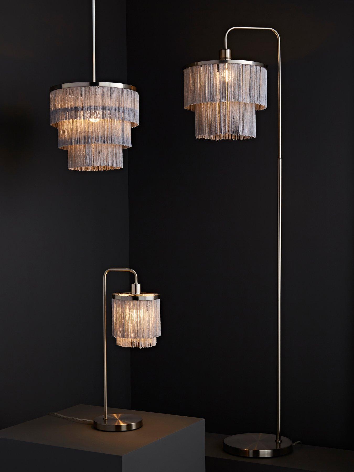  image of very-home-tulsa-fringe-easy-fit-lightshade-ndash-satin-grey-nickel