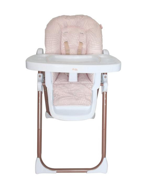 front image of my-babiie-mbhc8-samantha-faiers-rose-gold-blush-tropical-premium-highchair