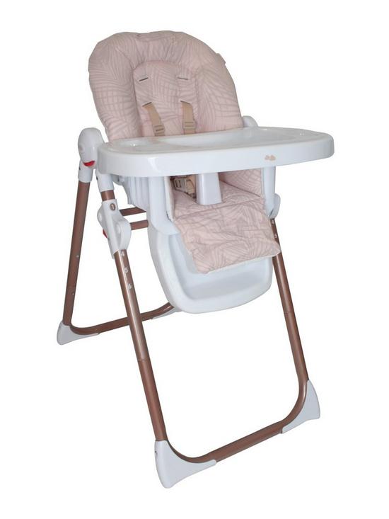 back image of my-babiie-samantha-faiers-rose-gold-blush-tropical-premium-highchair