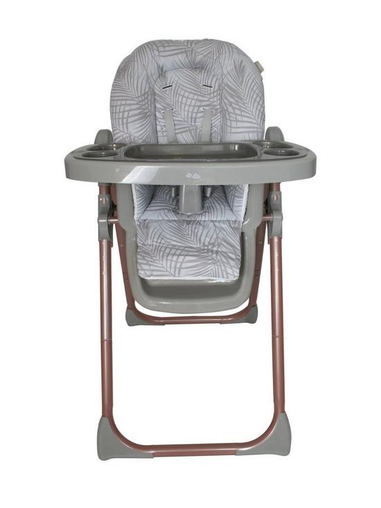 front image of my-babiie-mbhc8-samantha-faiers-rose-gold-grey-tropical-premium-highchair