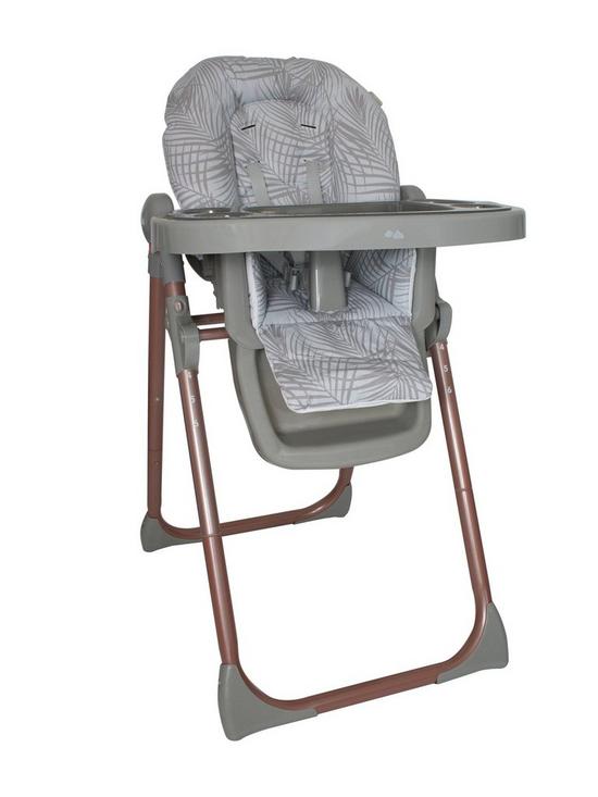 back image of my-babiie-samantha-faiers-rose-gold-grey-tropical-premium-highchair