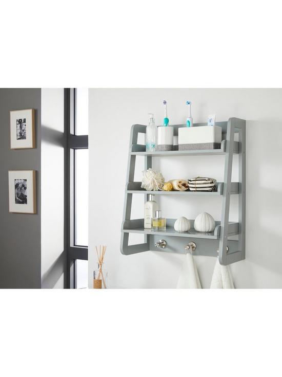stillFront image of lloyd-pascal-portland-wall-mounted-shelving-with-hooksnbsp--grey
