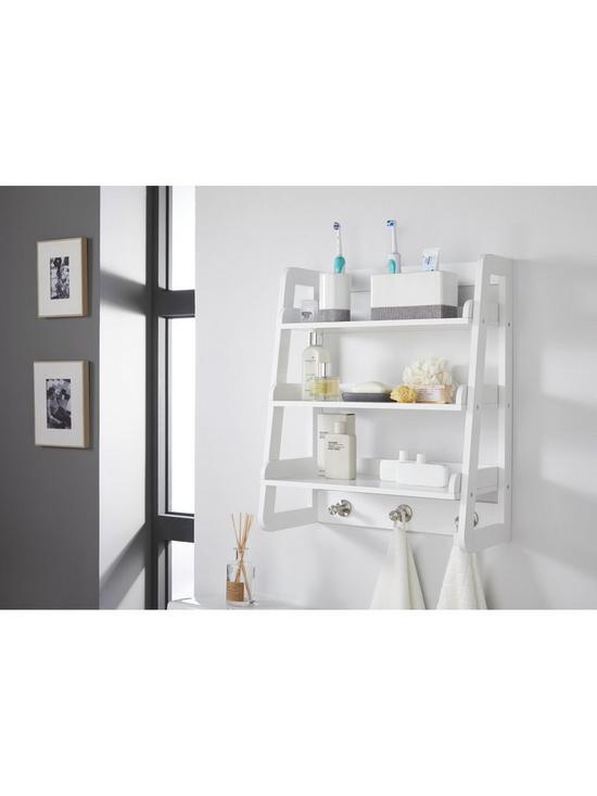 stillFront image of lloyd-pascal-portland-wall-mounted-shelving-with-hooksnbsp--white
