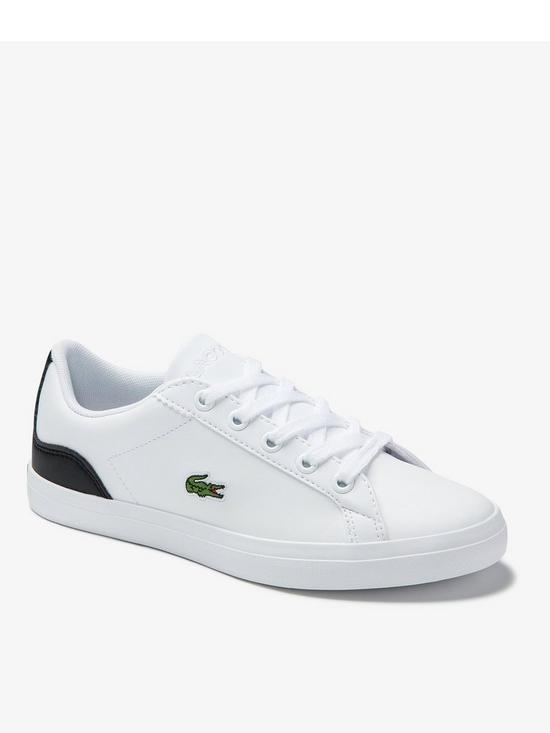 front image of lacoste-boys-lerond-0120-trainer-white-black
