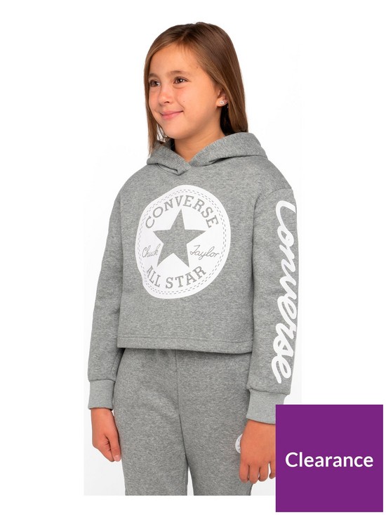front image of converse-older-girls-chuck-patch-boxy-hoody-grey