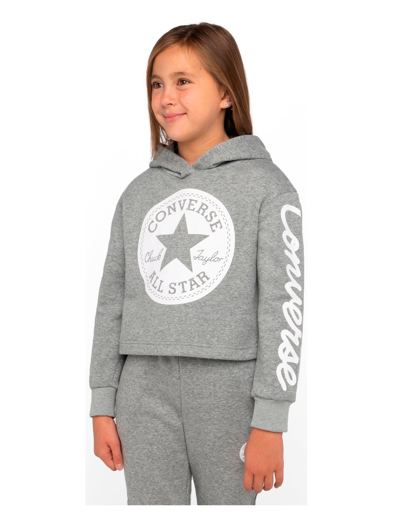 undefined Older Girls Chuck Patch Boxy Hoody - Grey