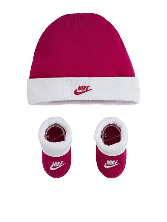 front image of nike-younger-unisex-nike-futura-hat-amp-bootie-2-piece-set-pink