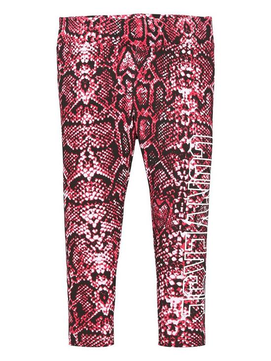front image of converse-younger-girls-python-print-high-rise-legging-pink