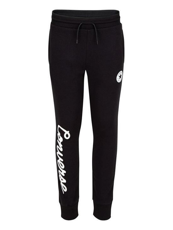 front image of converse-younger-signature-chuck-patch-joggers-black