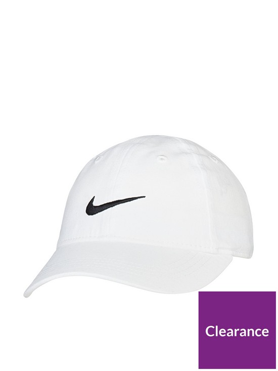 front image of nike-younger-unisex-swoosh-ball-cap-white