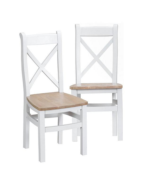 K Interiors Harrow Part Assembled Solid, Lime Washed Oak Dining Chairs