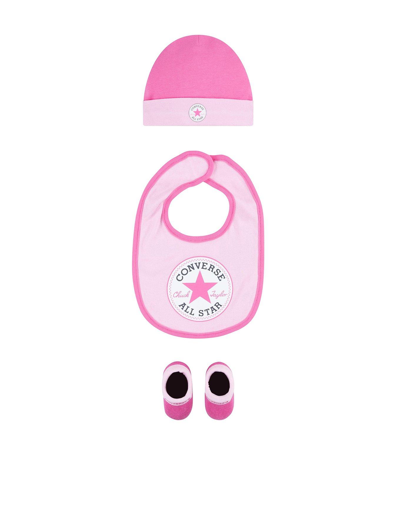 Converse Younger Chuck Infant Hat Bib Bootie Set 3pc - Pink