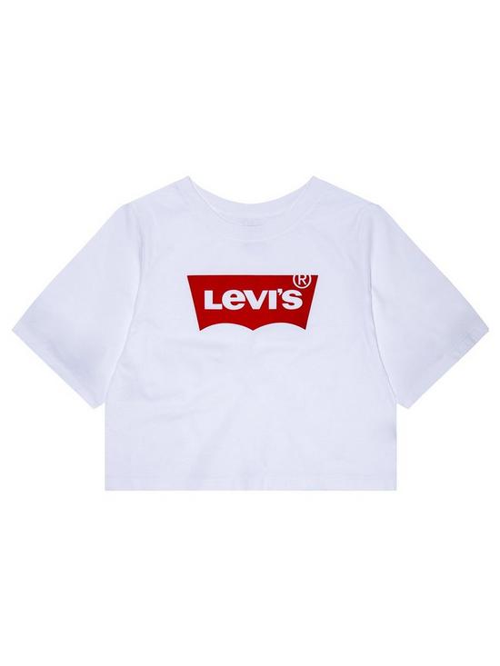 front image of levis-girls-short-sleeve-boxy-batwing-t-shirt-white