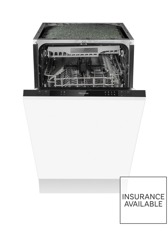 front image of hisense-hv520e40uk-built-in-45cm-width-11-place-slimline-dishwasher