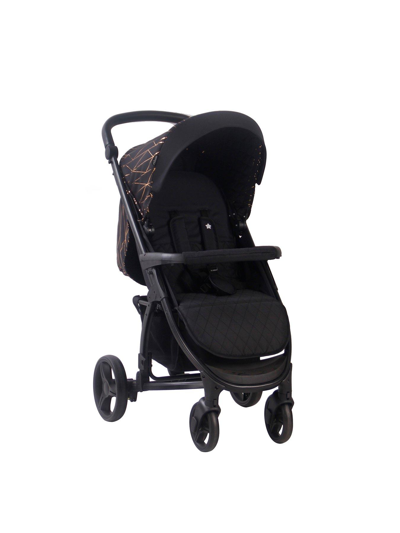 black and rose gold travel system