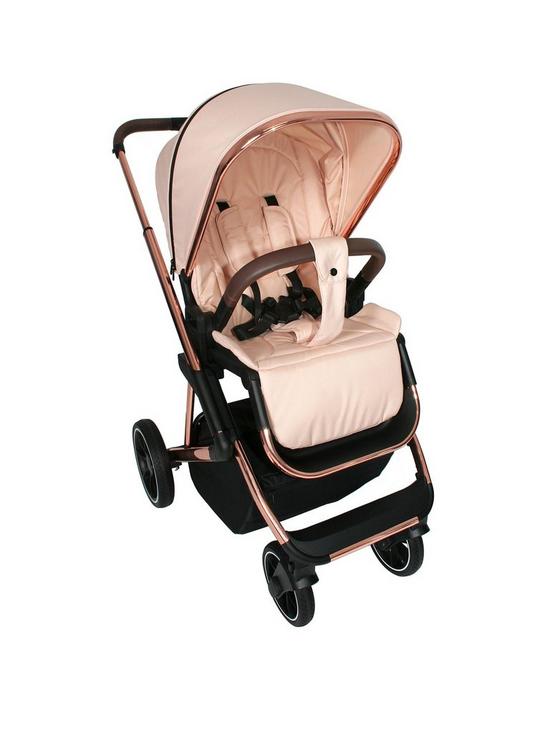 front image of my-babiie-your-babiie-belgravia-rose-gold-blush-travel-system