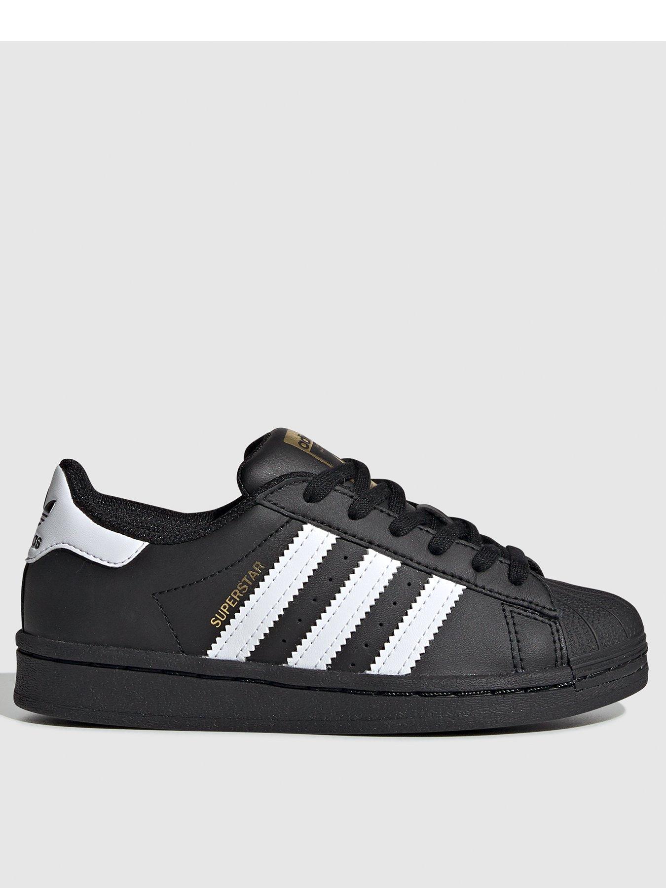 Unisex Kids Superstar Trainers Black White