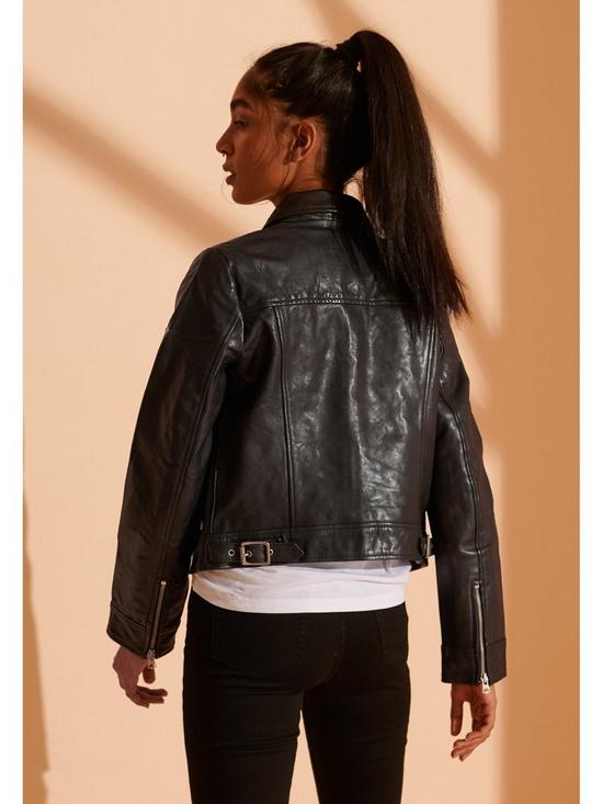 stillFront image of superdry-down-town-leather-jacket-black