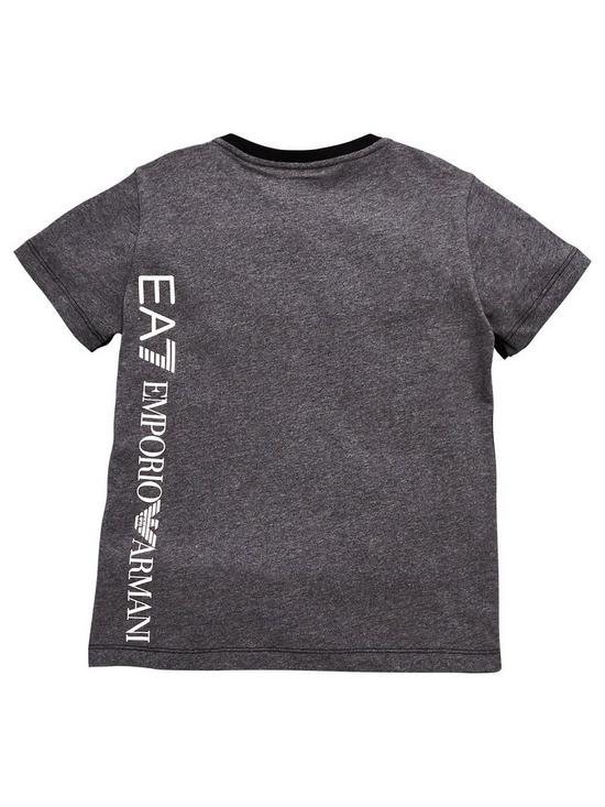 back image of ea7-emporio-armani-boys-short-sleeve-colour-block-t-shirt-dark-grey