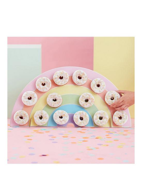front image of ginger-ray-rainbow-donut-wall-birthday-cake-alternative