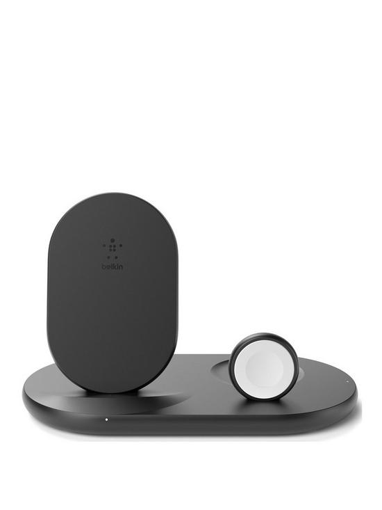 front image of belkin-3-in-1-wireless-charging-dock-for-iphonewatchairpods-black