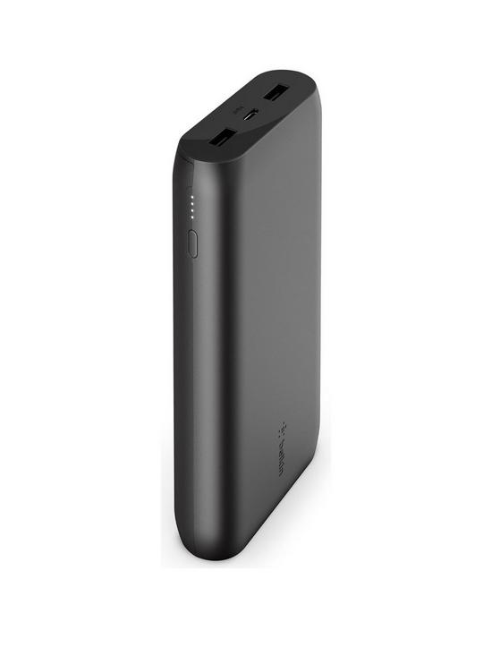 front image of belkin-20000-mah-power-bank-with-dual-usb-ports-black