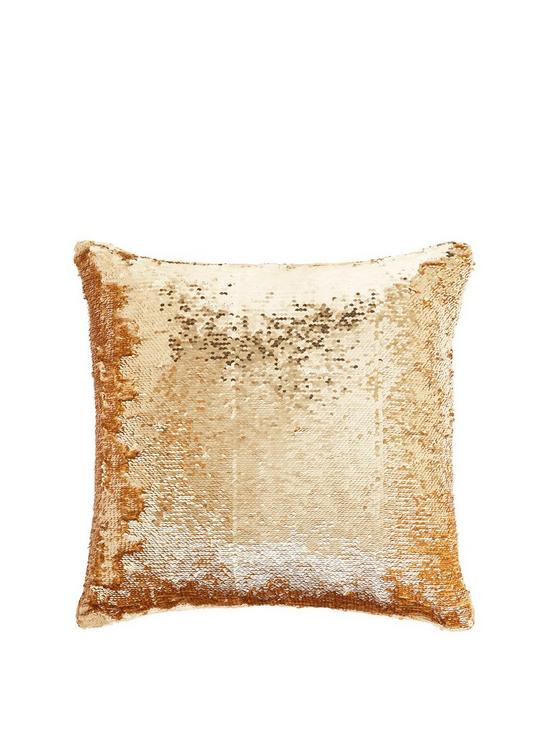 front image of tess-daly-sequin-gold-cushion