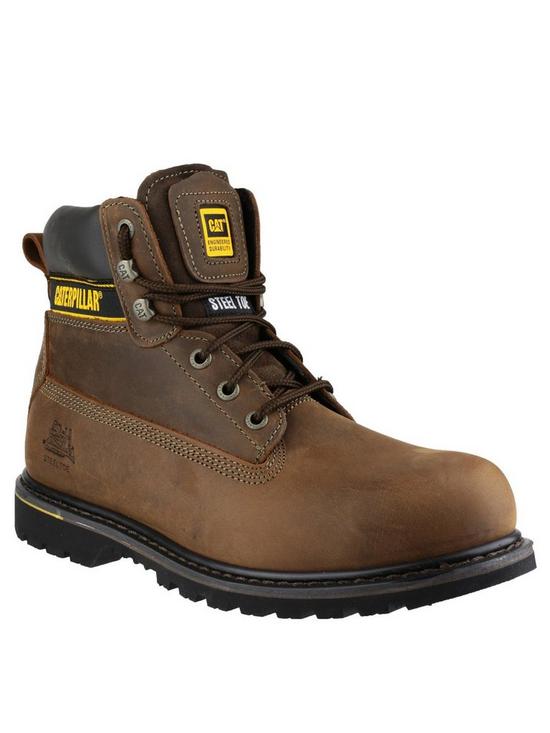 front image of cat-holton-safety-boots-brown