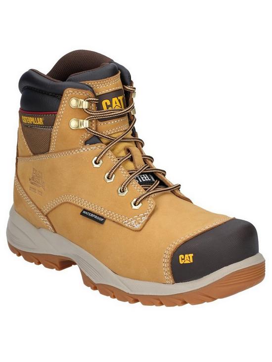 front image of cat-spiro-s3-safety-boots-honey