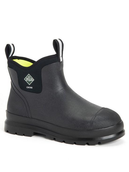 front image of muck-boots-chore-classic-derby-boots-black