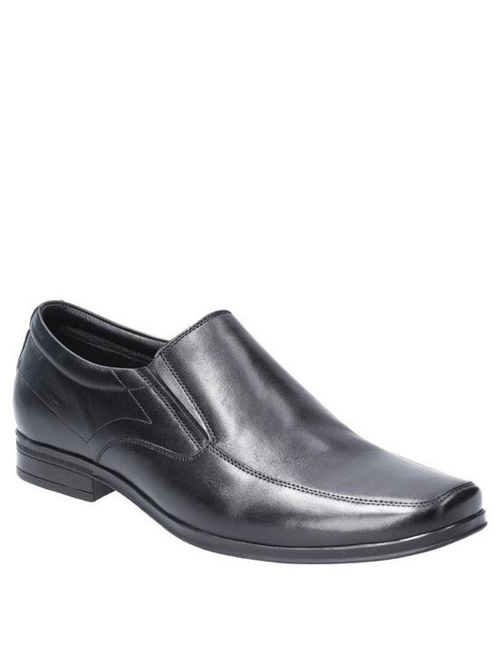 front image of hush-puppies-billy-slip-on-leather-shoes-black
