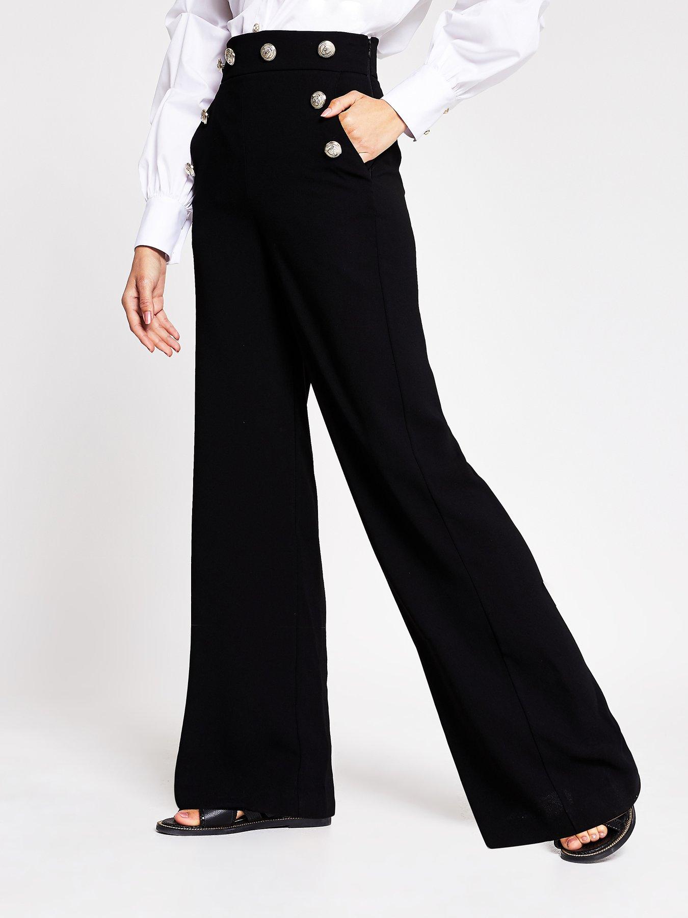 river island black flared trousers
